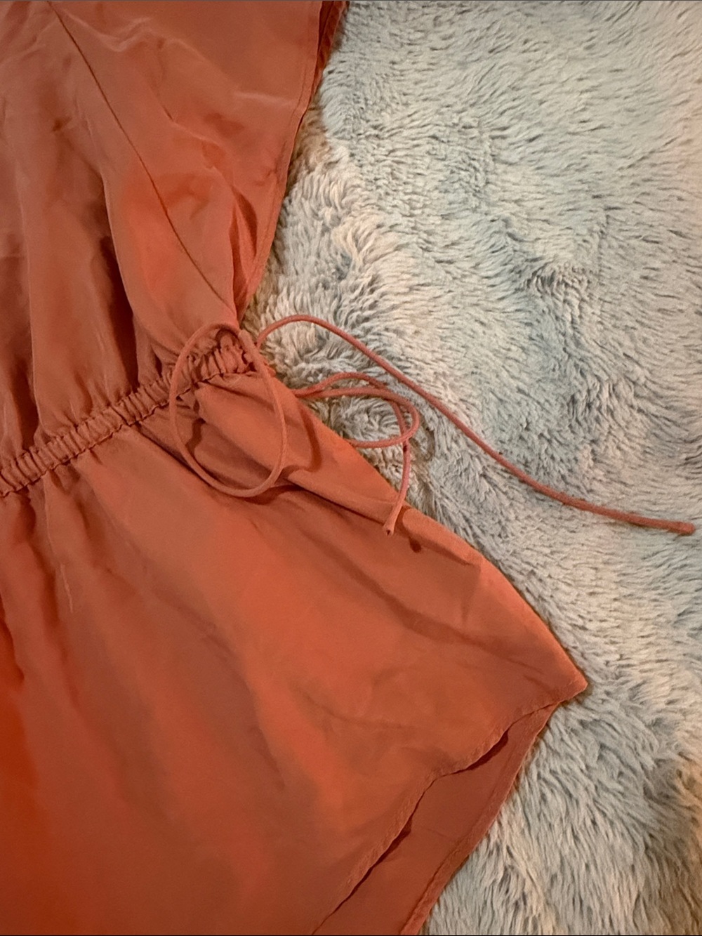 Express Rust Drawstring Flutter Sleeve Tunic Top - Picture 3 of 3